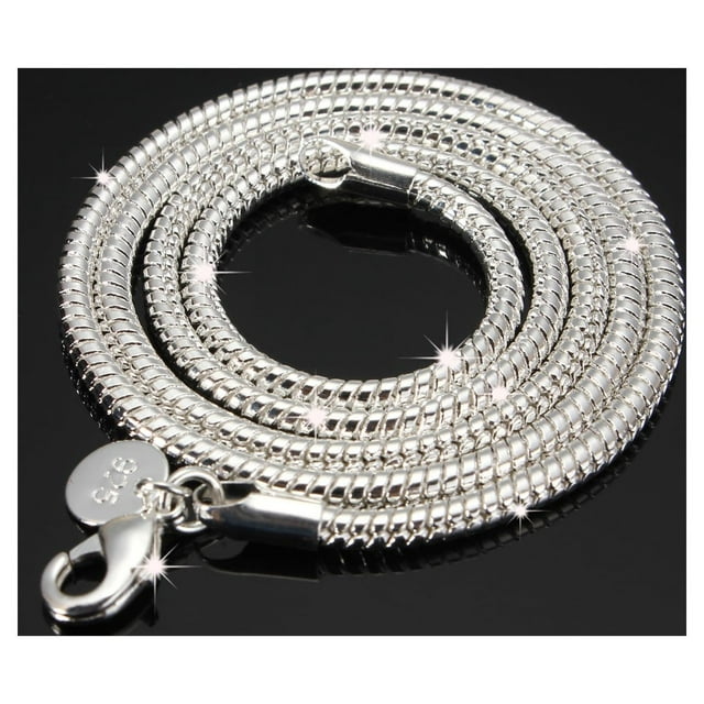 925 Sterling Silver necklace snake chain Snake Chain Necklace 2/3MM 16