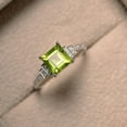 thumbnail image 1 of 925 Sterling Silver ring, Peridot ring, Diamond ring, Engagement gift ring for her, 1 of 5