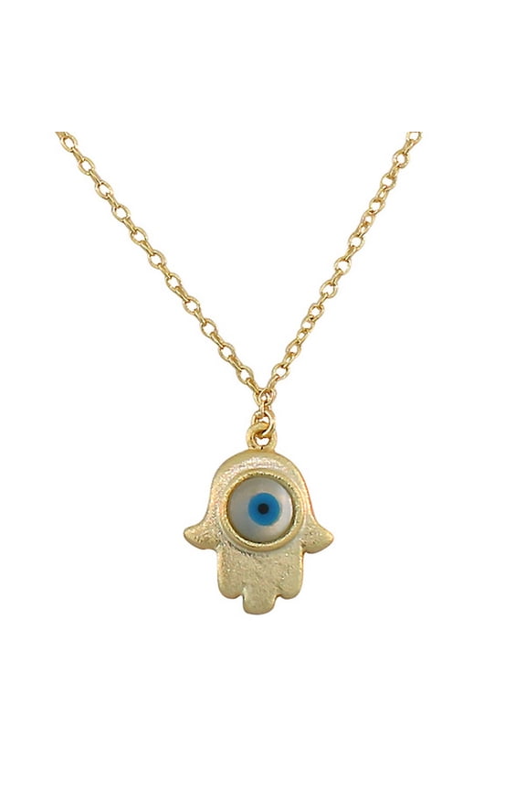 925 Sterling Silver vil Eye Hamsa Matte Glitter Womens Pendant Necklace
