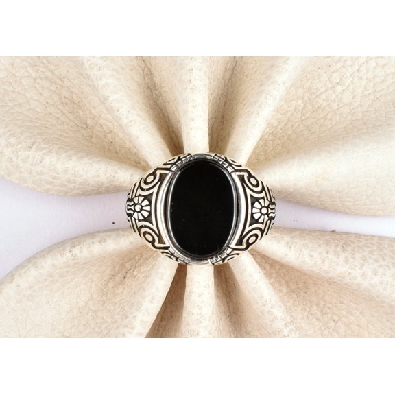 925 Sterling SilverBlackOval OnyxHandmade Ring Women For Gift Mother's Day