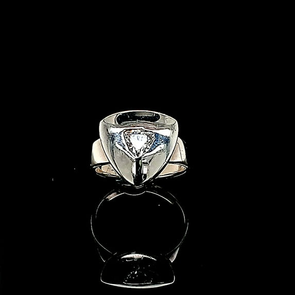 925 Sterling Solid Fancy Solitaire CZ Men's Ring (Made In Italy)