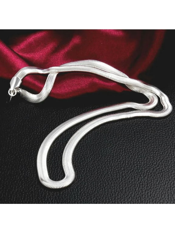 925 Sterling silver 22inch 6MM flat snake chain fashion men's necklace jewelry