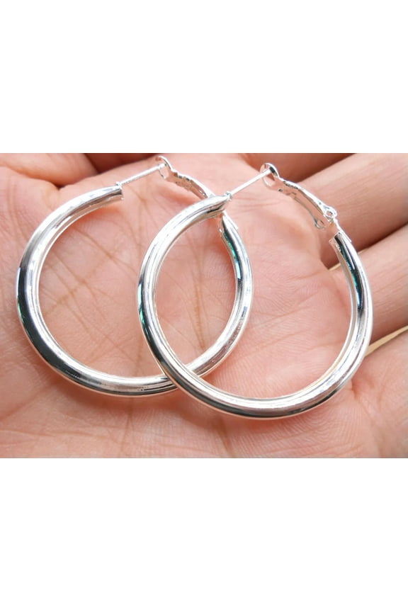 925 Sterling silver New Fashion Small Style Smooth Loop Trend Women Earring Sale