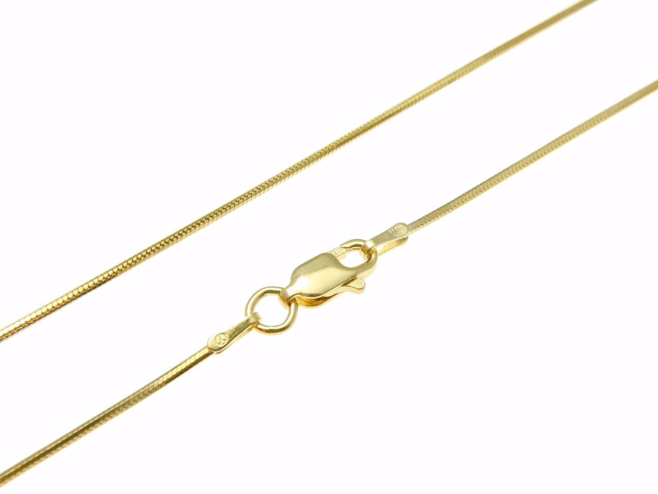 925 Sterling silver yellow gold plated Italian 1mm octagon mirror snake chain necklace 22"