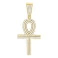 thumbnail image 1 of 925 Yellow Gold Plated Round Cut Moissanite Men's Ankh Cross Pendant Tiered Charm | 1.15 Ct., 1 of 1