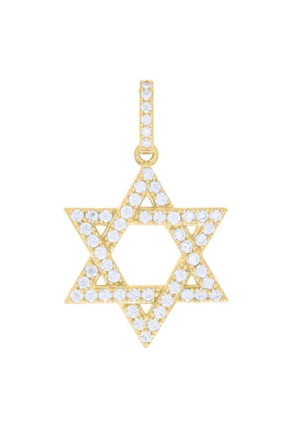 925 Yellow Plated Moissanite Star of David Pendant Religious Charm 1.39 Ct.