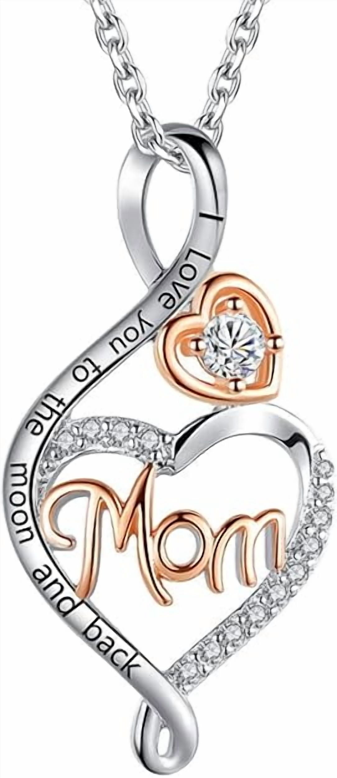 925 silver inlaid with diamonds Gifts for Women, Sterling Silver Mom Nana Grandma Necklace for Women, Birthday Mothers Day Jewelry Gifts for Mom Grandma Wife from Daughter Son
