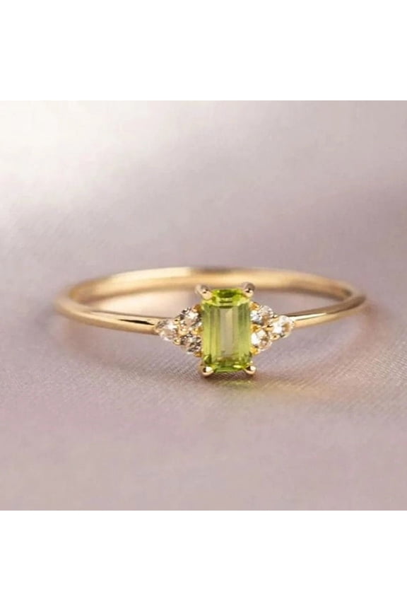 925 sterling silve, Solitaire Peridot Ring, Octagon Peridot Ring, Dainty Thin Stacking Ring, August Birthstone, Gold Minimalist Ring