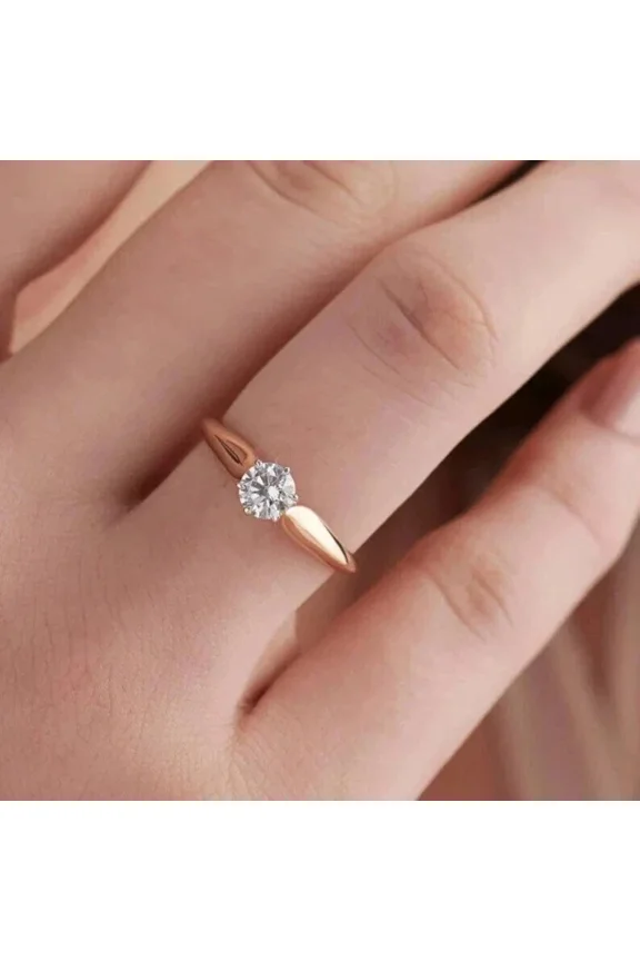 925 sterling silver Classic Six-prong 1ct Moissamite Single, round EX cut analog Diamond anniversary wedding Ring