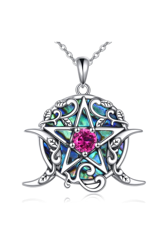 925 sterling silver abalone shell moon Five-pointed star necklace as a jewelry gift for Women
