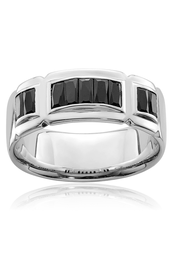 925 sterling silver black cubic zirconia cz wedding band ring