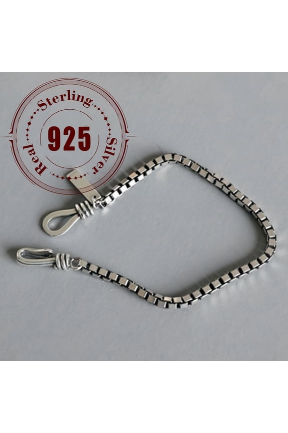 925 sterling silver box chain cross bracelet -lightweight, suitable for daily and party wearing, 3.8 grams, retro,Silver