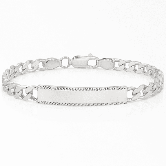 925 sterling silver engraveable curb link name bar identification id bracelet