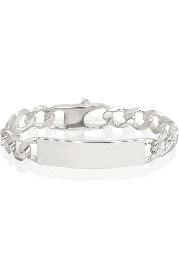 925 sterling silver figaro link name bar identification id bracelet