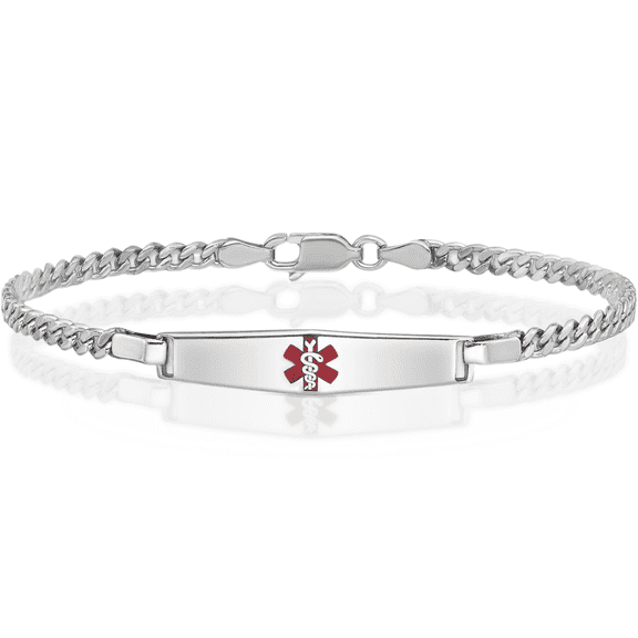 925 sterling silver medical alert id curb link chain bracelet