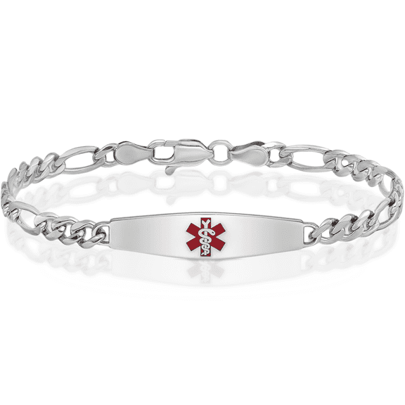 925 sterling silver medical alert id figaro link chain bracelet