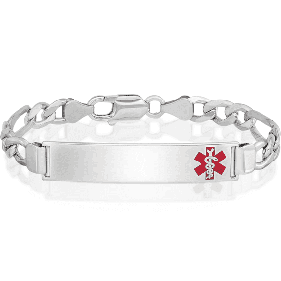 ICE CARATS 925 Sterling Silver 7mm Chunky Figaro Chain Medical Alert ID Bracelet - 8 inch - Polished, Engravable Men's