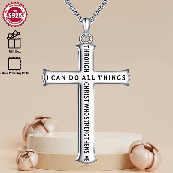925 sterling silver men's cross pendant necklace fashionable women's jewelry for women's day mother's day gift chain length 18+2inch