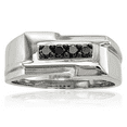 thumbnail image 1 of 925 sterling silver mens black diamond ring, 1 of 8