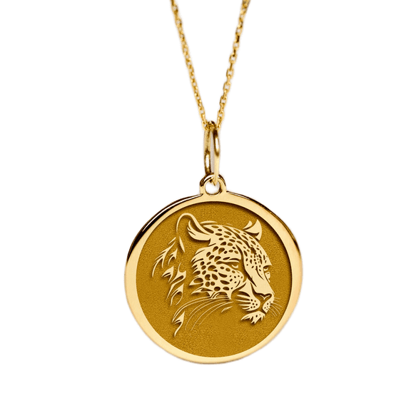 925 sterling silver necklace 22-24mm|18 inch chain|leopard necklace|wild cat pendant|dainty panther charm|gold plating handmade jewelry |SRPG_02036