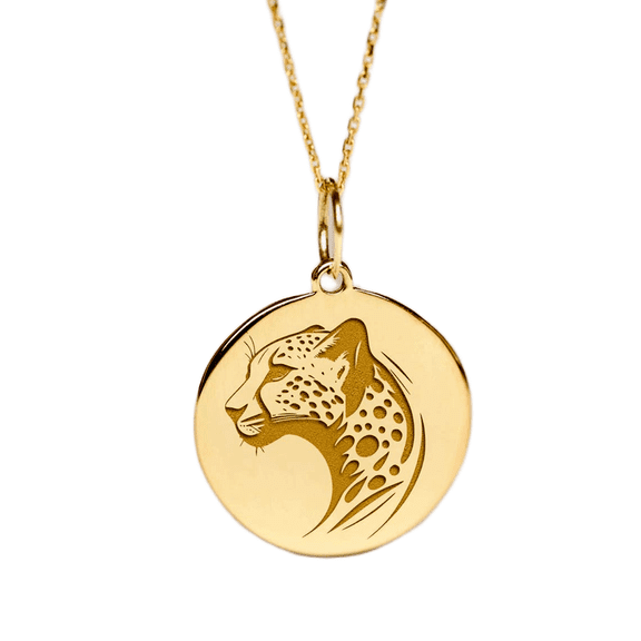925 sterling silver necklace 22-24mm|18 inch chain|panther pendant|leopard necklace|dainty cheetah charm|gold plating handmade jewelry |SRPG_02049