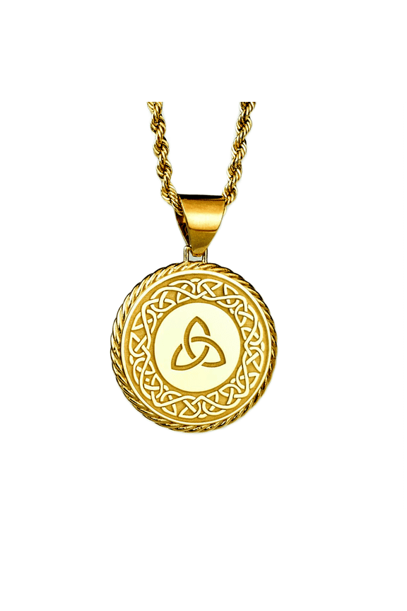 925 sterling silver necklace 22mm|18 inch chain|trinity knot necklace|celtic triquetra jewelry|trinity symbol rope pendant|spiritual| pagan medallion|gold plating handmade jewelry |PRPG_00346