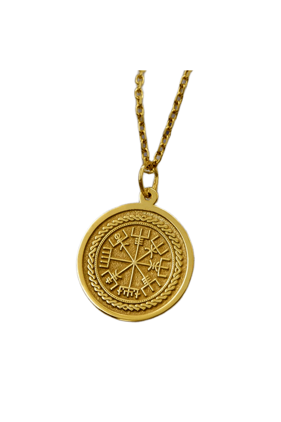 925 sterling silver necklace 22mm|18 inch chain|viking compass pendant necklace  norse vegvisir protection amulet| nordic jewelry for him or her handmade|gold plating handmade jewelry |SRPG_01640