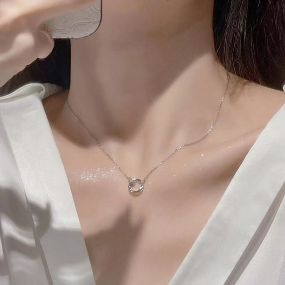 925 sterling silver necklace feminine mobius ring light niche luxury circle clavicle chain design feeling new winter