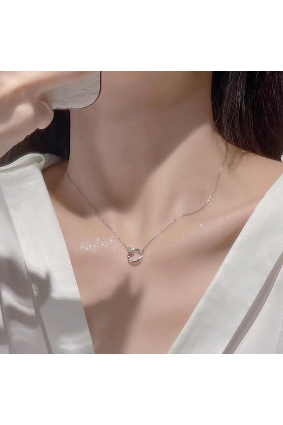 925 sterling silver necklace feminine mobius ring light niche luxury circle clavicle chain design feeling new winter