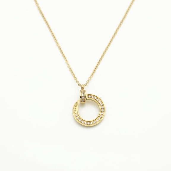 925 sterling silver plated 18k yellow gold round pendant necklace with precision full zircon and 18" chain