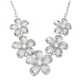 thumbnail image 1 of 925 sterling silver rhodium plated 5 Hawaiian plumeria flower large necklace 17", 1 of 4