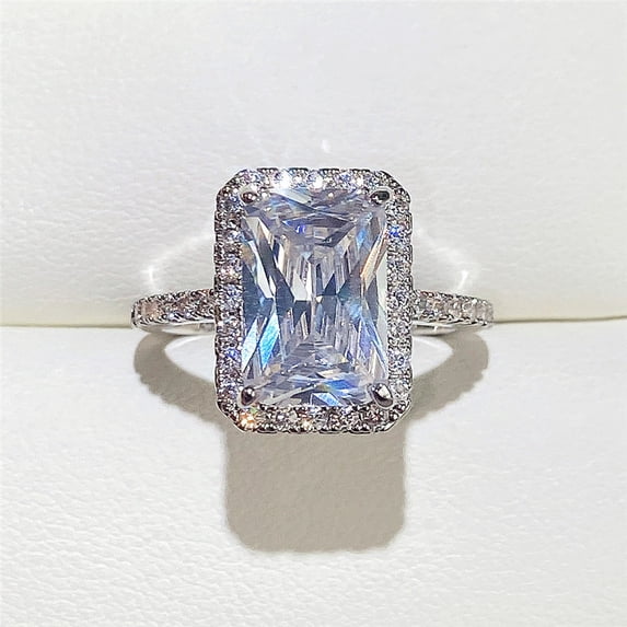 925 sterling silver square Wedding and engagement rings ring for women Thin tape for stacking Simulated diamond Forever Cubic zirconia ring Timeless Jewelry Findings Earring Backs Findings