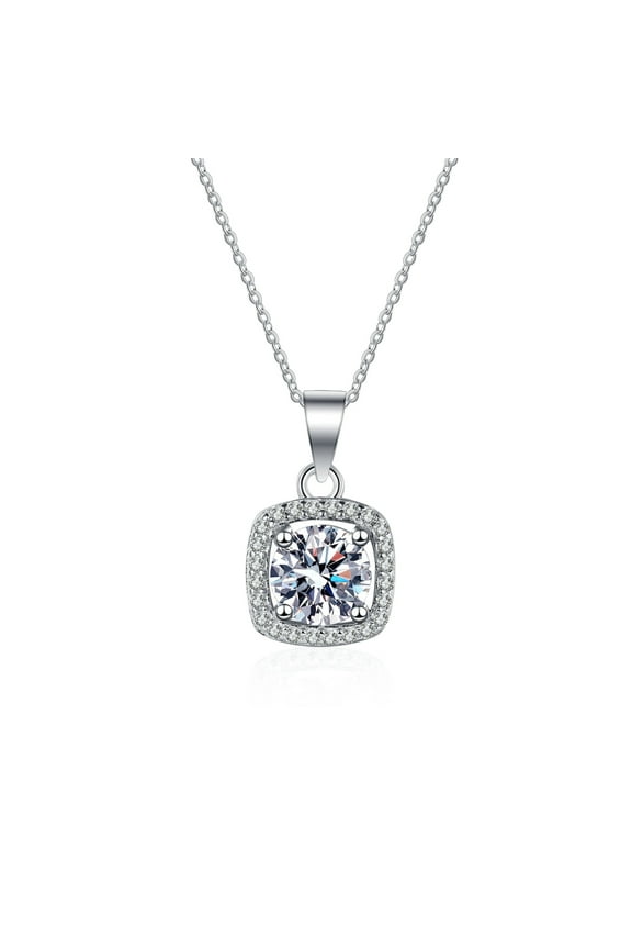 925 sterling silver, square micro-paved bezel necklace, and lab-cut diamond choker necklace for women: simple, stylish, and classic, with a dazzling brilliance.