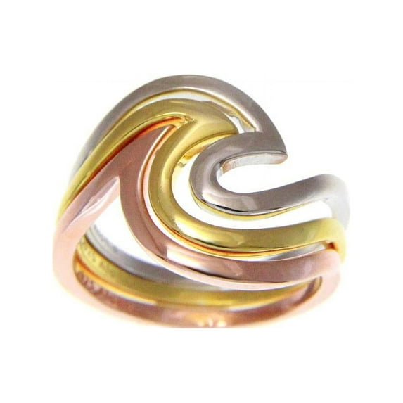 925 sterling silver tricolor plated Hawaiian ocean wave 3 in 1 ring size 6