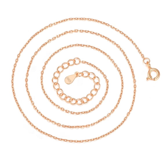 925 sterling silver women's necklace, stackable, 18 inches, 1.6mm cable chain, sturdy and shiny, women's gold chain necklace, upgraded spring buckle
