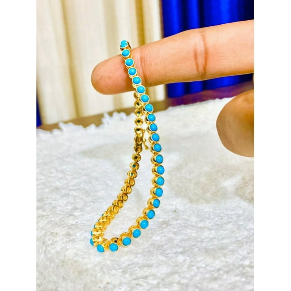 925 turquoise Bezel Tennis Bracelet, Dainty Tennis Bracelet, vintage turquoise Bracelet, Thin Stacking Bracelet, Anniversary Gift for her