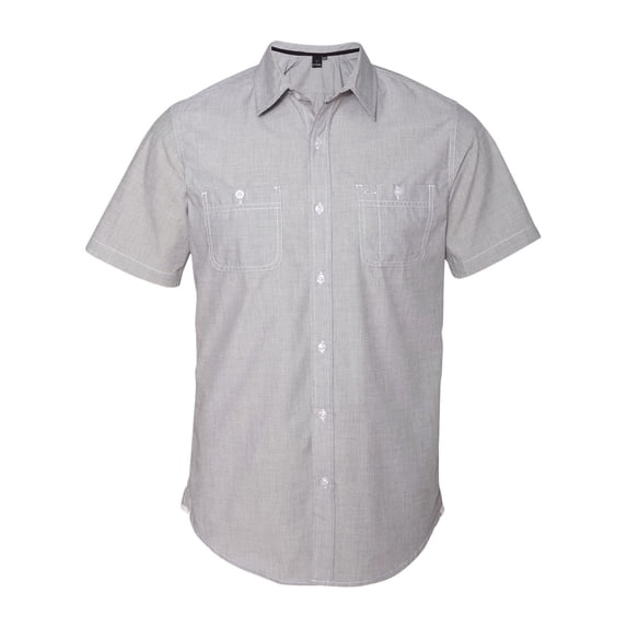 9257 Men's Mini-Check Short Sleeve Shirt - Black - Medium
