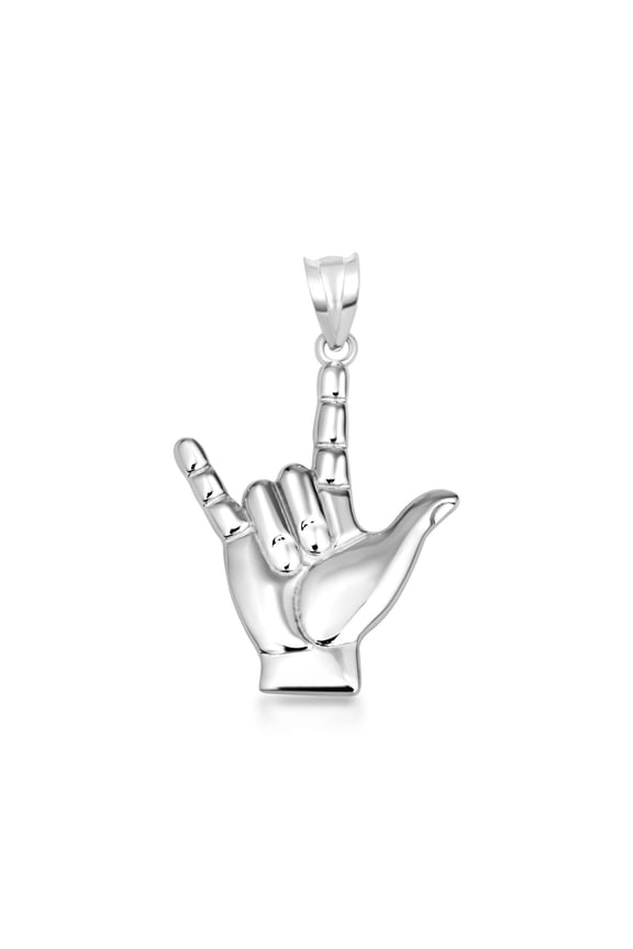 .925Sterling Silver ASL Sign Language I Love You (Large) (Pendant)