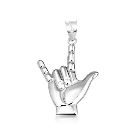.925Sterling Silver ASL Sign Language I Love You (Small) (Pendant)