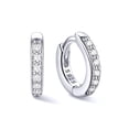 thumbnail image 1 of 925 Sterling Silver Huggie Hoop Earrings for Women, Small Round Cubic Zirconia  Earrings Lightweight Silver Earrings for Her Sensitive Ears Christmas Jewelry Gift 10mm, 1 of 5