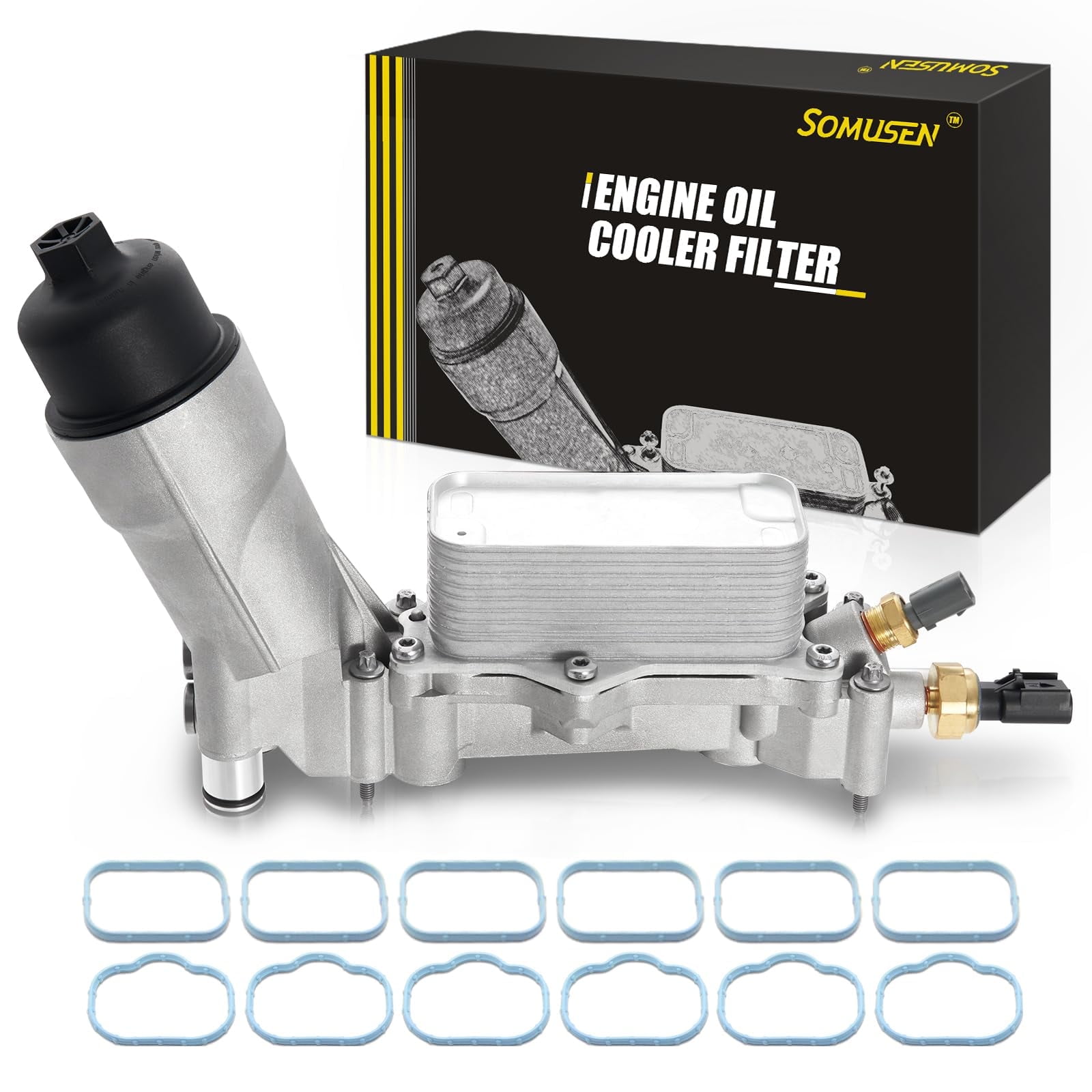 926-959 Aluminum Engine Oil Filter Housing with Oil Cooler Sensors and Gaskets for 2011-2016 Jeep Dodge Chrysler Ram 3.6L