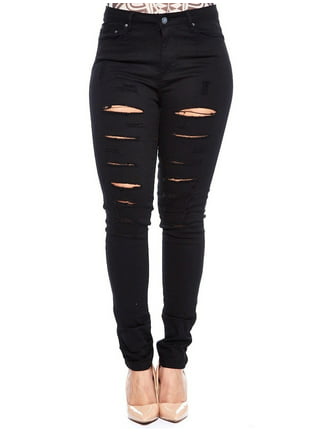 Men Ripped Black Jeans Fall/Winter Plus Size Straight Denim Trousers :  : Clothing, Shoes & Accessories