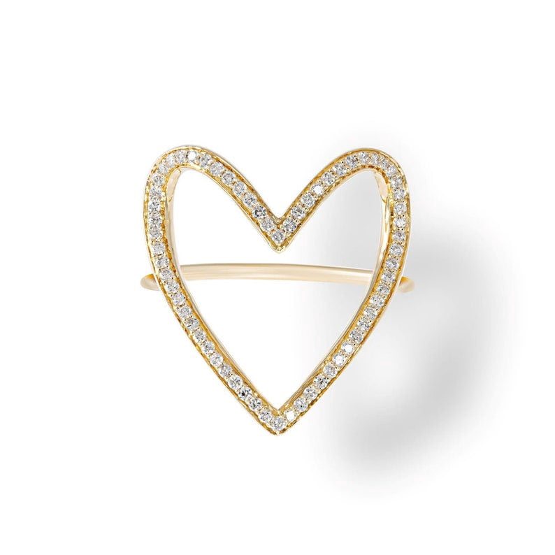 926 Silver Open Heart White Zircon Pave Ring Open Heart Ring Heart Shaped Ring Heart Outline Big