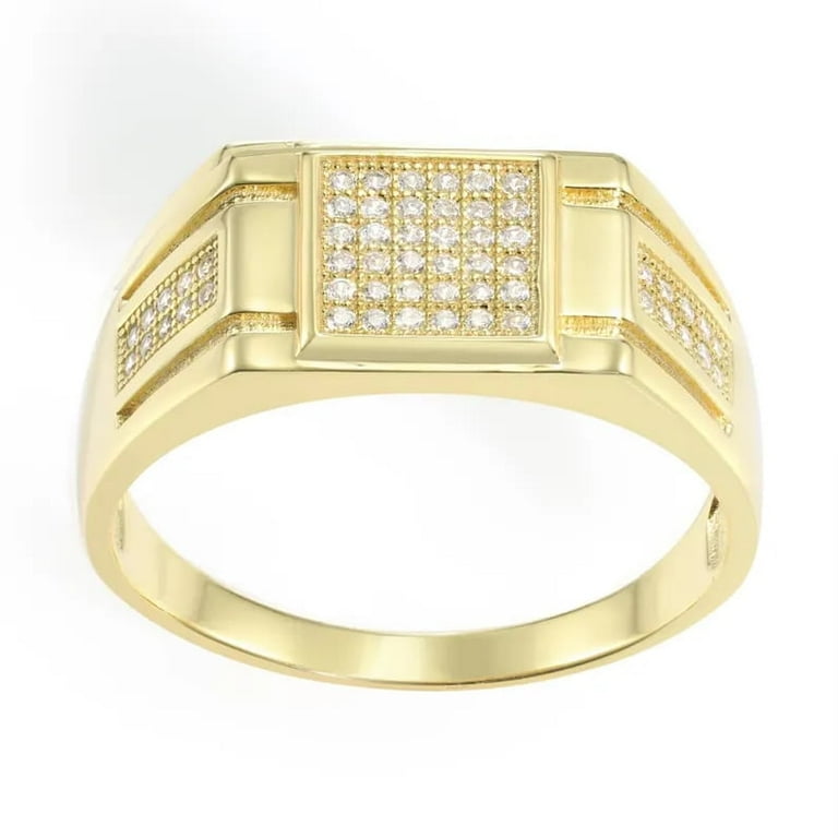 Tilo Jewelry Yellow Gold Plated 925 Sterling Silver Pave Square