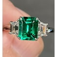 thumbnail image 1 of 926 Sterling Silver Green Lab Emerald Ring Engagement Ring Gift For Love, 1 of 5