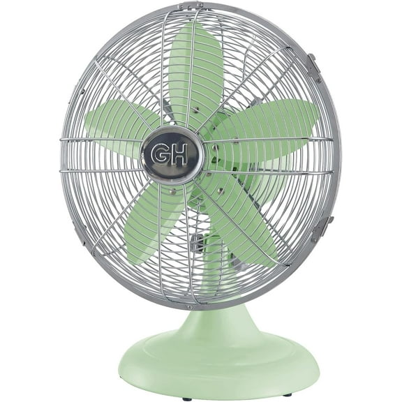 92607 All-Metal 12" Retro Desk Office Table Fan with Wide Oscillation, 3-Speed Settings & Carrying Handle, Mint Green