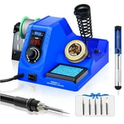 926LED V3 Soldering Iron Station Kit with Lead-free Solder Wire, 5 Soldering Tips, Tip Cleaner, Desoldering Pump with Temperature Control, Sleep Mode, C-F Conversion Function
