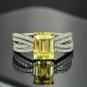 NATASHA JEWELS 928 Sterling Silver Certified Natural Yellow Sapphire Handmade Ring Gift For Her