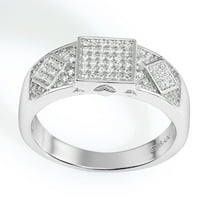 Tilo Jewelry Solid 925 Sterling Silver Pave Square Signet Statement Pinky Ring | Size 9 | Classic Ring for Men