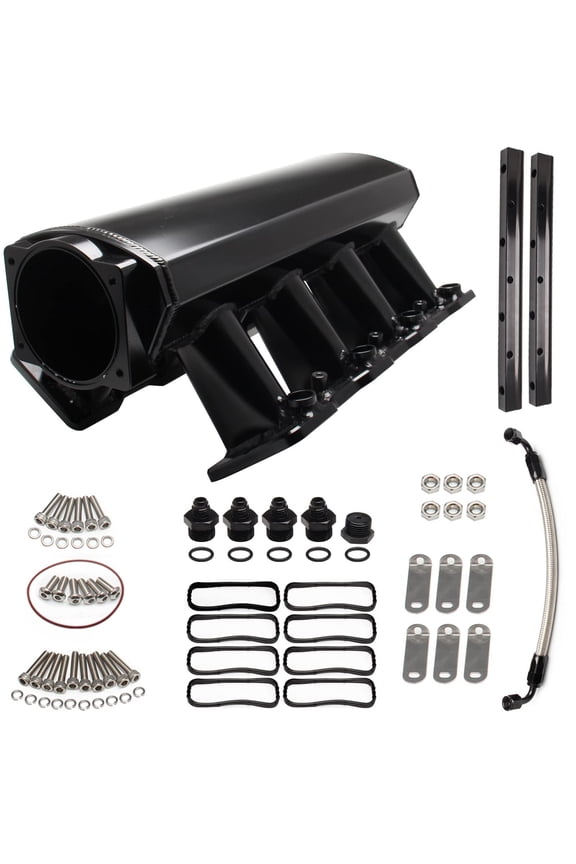 92mm Intake Manifold with Fuel Rails for Chevrolet Chevy GMC Pontiac LS LS1 LS2 LS6 (Black)